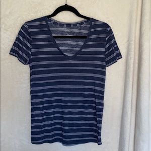 Urban Outfitters Navy & White Striped V-Neck